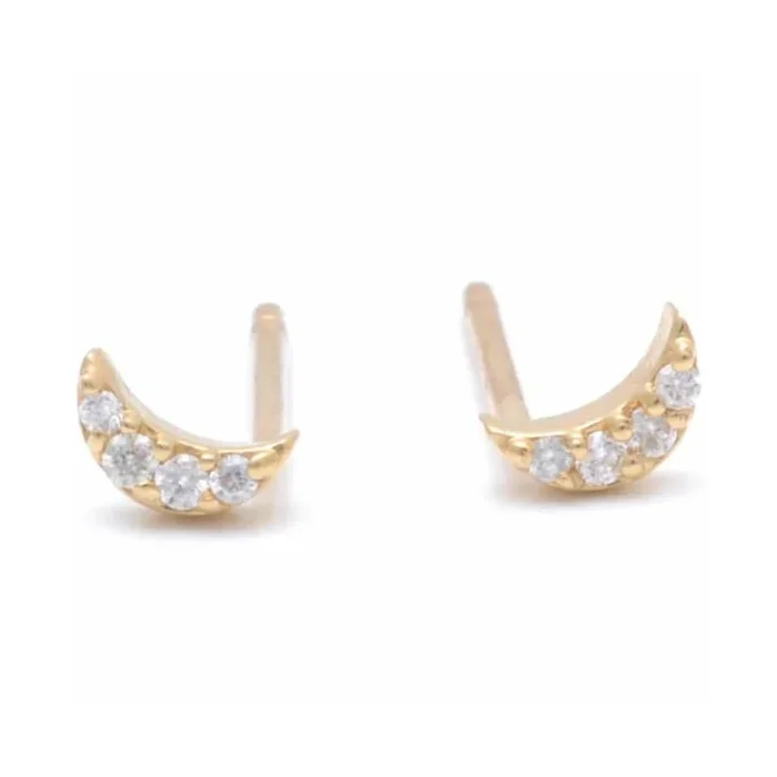 Diamond Mini Crescent Moon Studs
