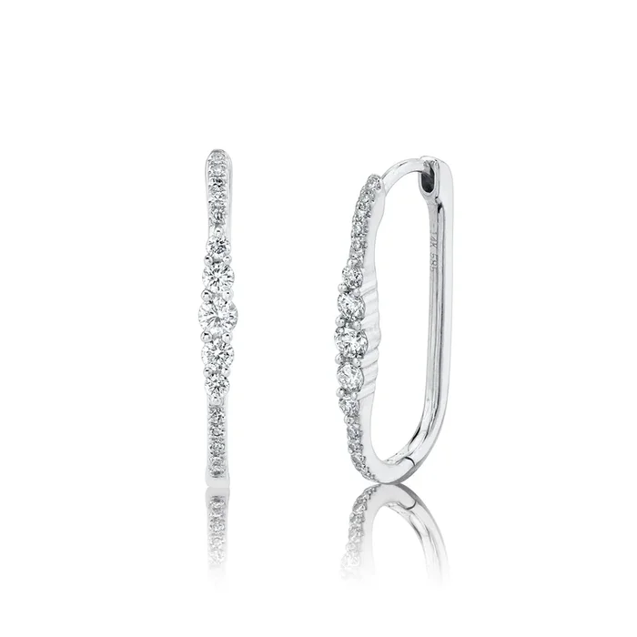Diamond Oblong Hoop Earring