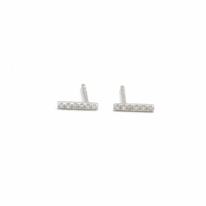 Diamond Pave Bar White Gold Earrings