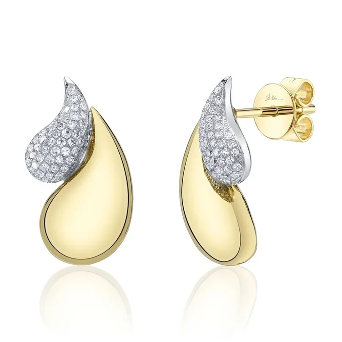 Diamond Pave Drop Stud Earring