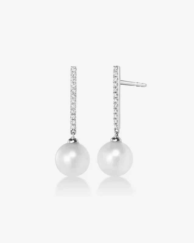 Diamond + Pearl Drop Earrings