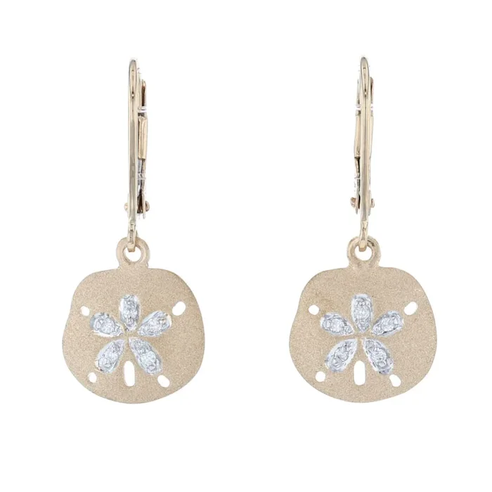 Diamond Sand Dollar Dangle Earrings