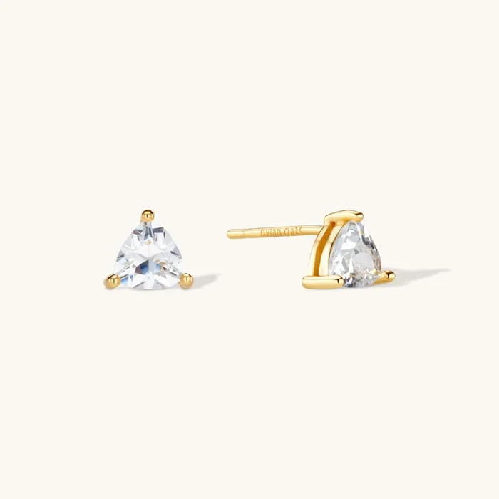 Diamond Trio Stud Earrings Gold