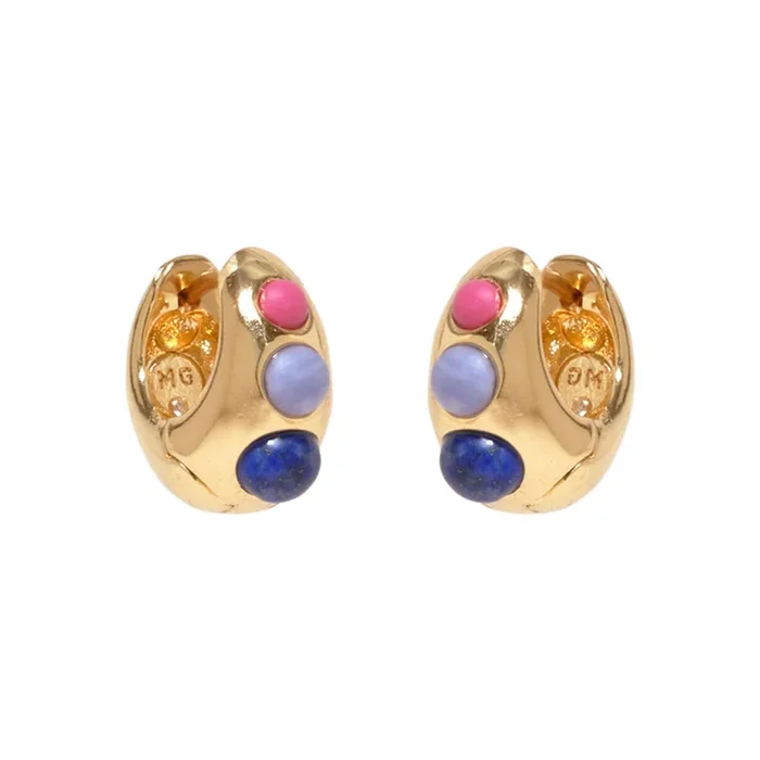 Didi Hoops with Semi-Precious Stones