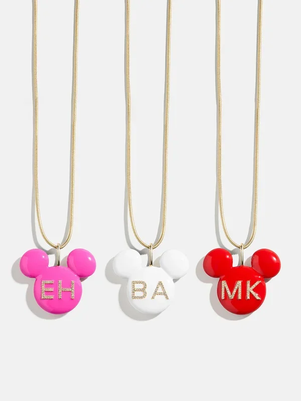 Disney Mickey Mouse Enamel Custom Initial Necklace – Pink
