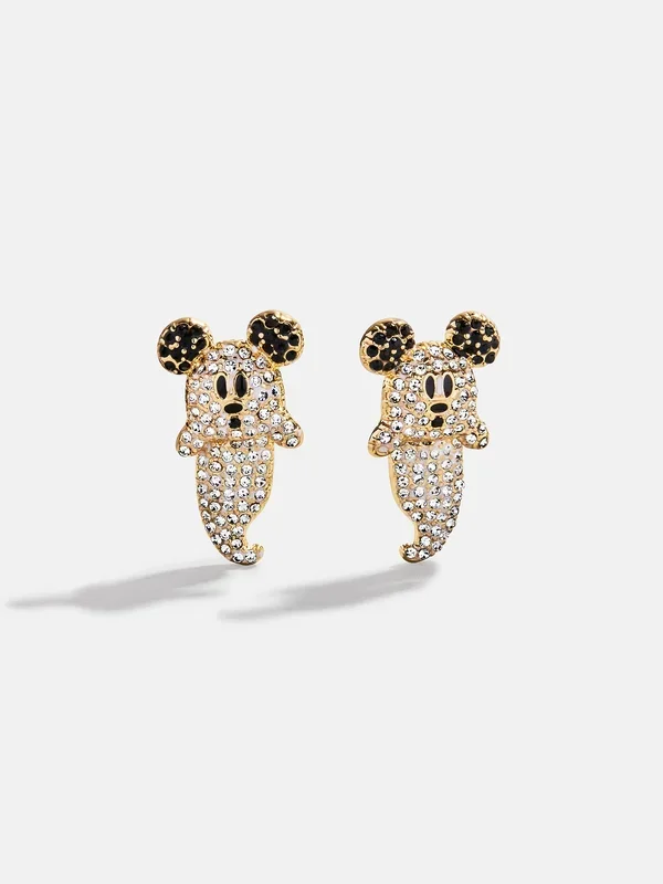Disney Mickey Mouse Pavé Ghost Earrings – Gold/Pavé