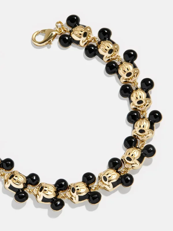 Disney Mickey Mouse Repeating Character Head Bracelet – Gold/Black