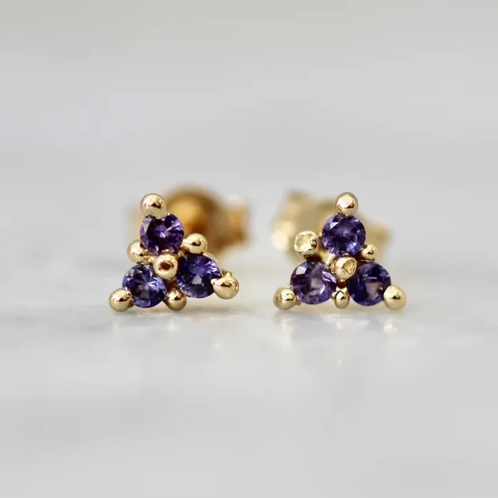 Ditta Purple Sapphire Cluster Earrings