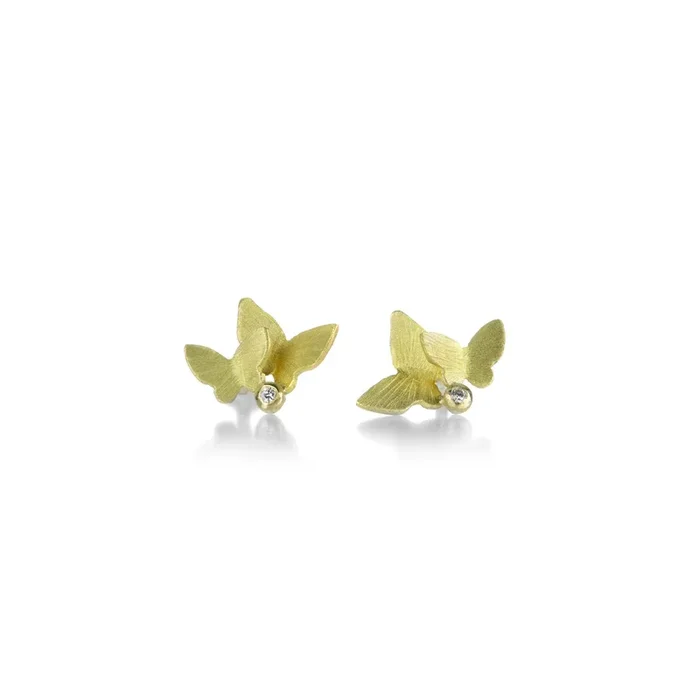Double Butterfly Studs with Diamonds