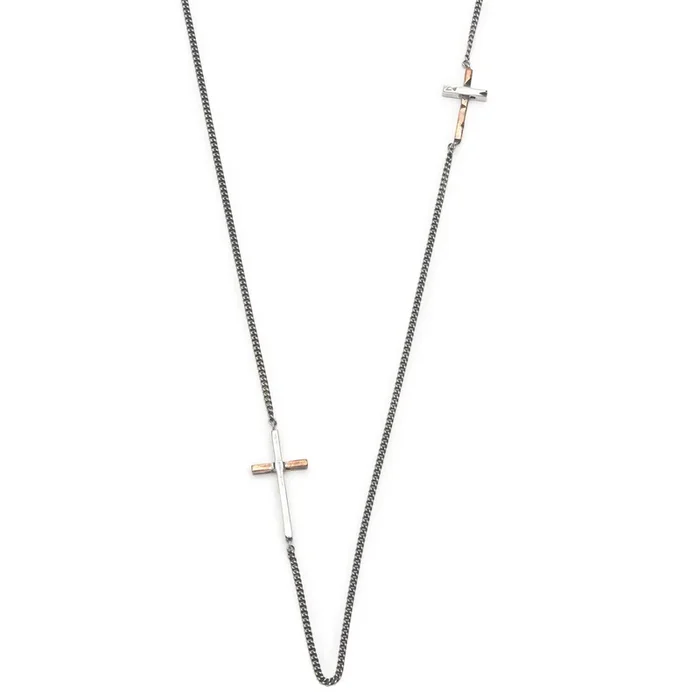 Double Copper Cross Necklace