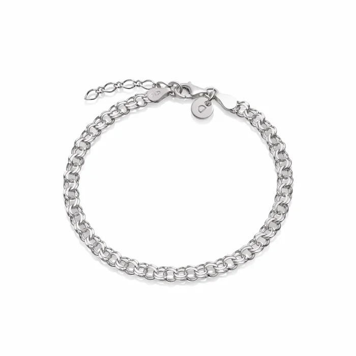 Double Curb Chain Bracelet Sterling Silver