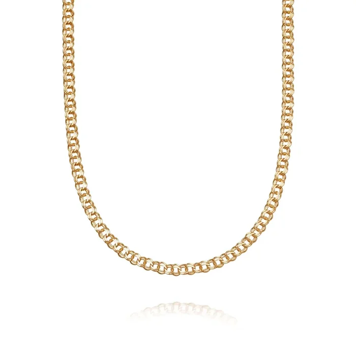 Double Curb Chain Necklace 18ct Gold Plate