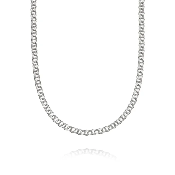 Double Curb Chain Necklace Sterling Silver