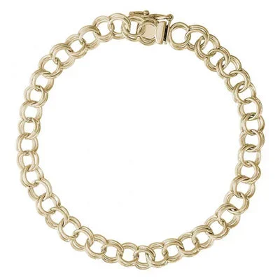 Double Curb Link Charm Bracelet in 10kt Yellow Gold (7 inches)