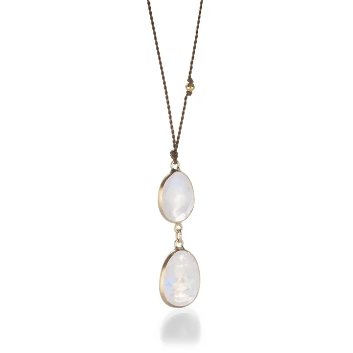 Double Drop Moonstone Necklace