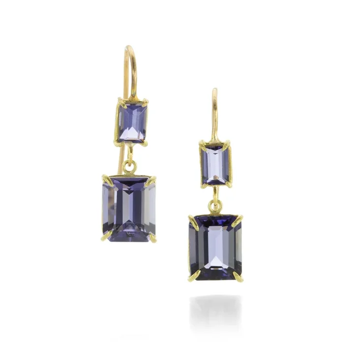 Double Iolite Drop Earrings