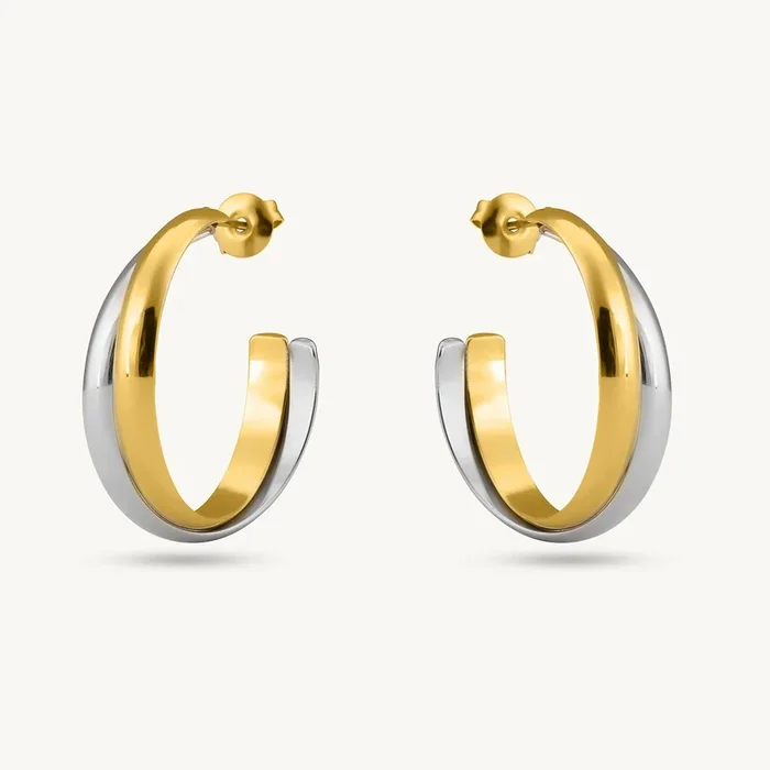 Double Layer C Hoop Earrings