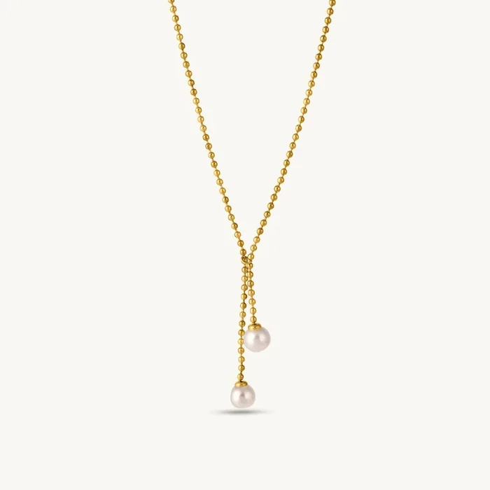 Double Pearl Drop Necklace