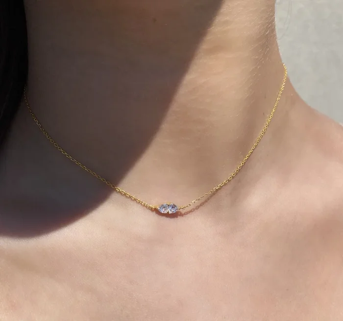 Double Trillion Solitaire Necklace | Gold Vermeil & Silver Semi-Fine Jewelry