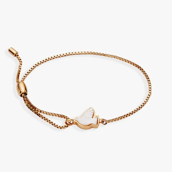 Dove ‘Peace’ Mother of Pearl Pull Chain Bracelet