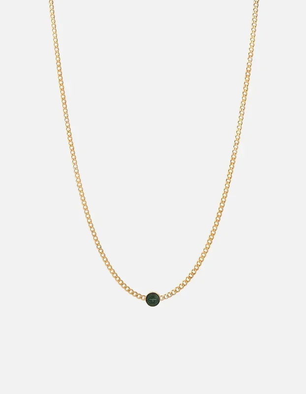 Dove Type Chain Necklace, Gold Vermeil/Teal
