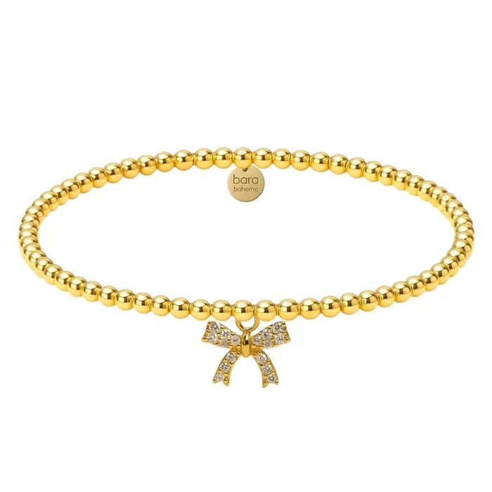 Dream Bow Charm | Gold Filled Beaded Bracelet