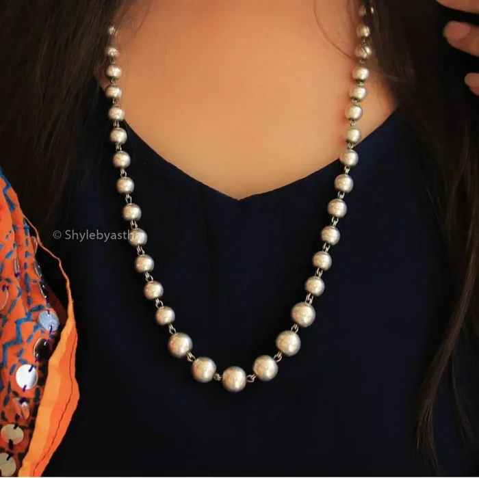 Dulari Silver Ball Necklace