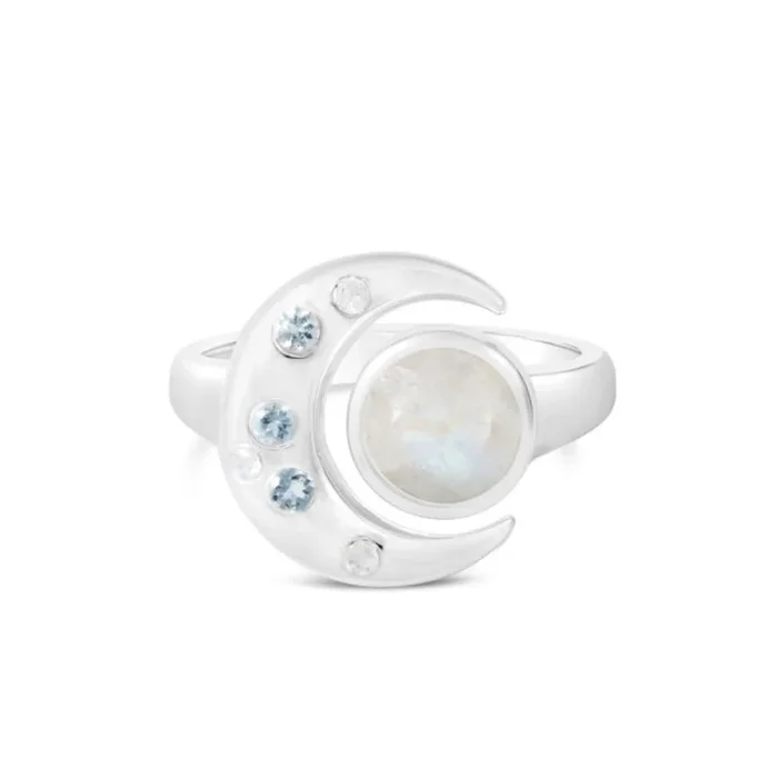 Dune Jewelry New Moon Ring by Captain Kate – Moonstone