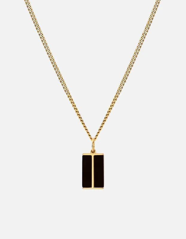Duo Onyx Necklace, Gold Vermeil