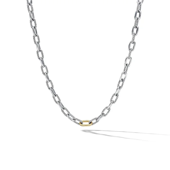 DY Madison® Chain Necklace in Sterling Silver with 18K Yellow Gold, 8.5mm