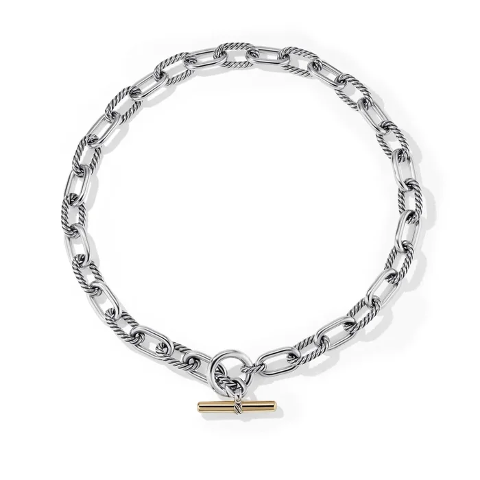 DY Madison® Toggle Chain Necklace in Sterling Silver with 18K Yellow Gold, 11mm