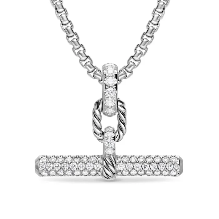 DY Madison® Toggle Pendant in Sterling Silver with Diamonds, 29mm