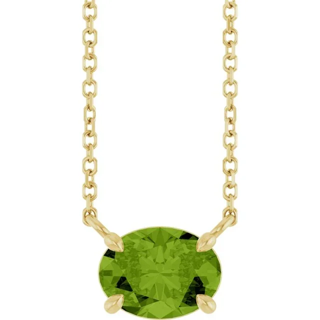 East West Oval Peridot Necklace