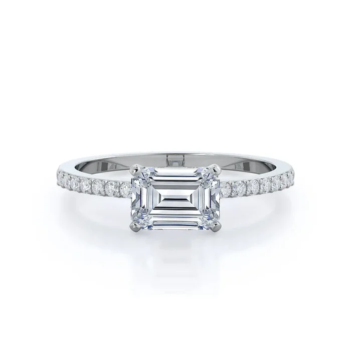 East West Pave Diamond Engagement Ring