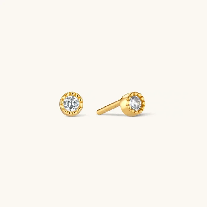 Eclipse Diamond Stud Earrings Gold