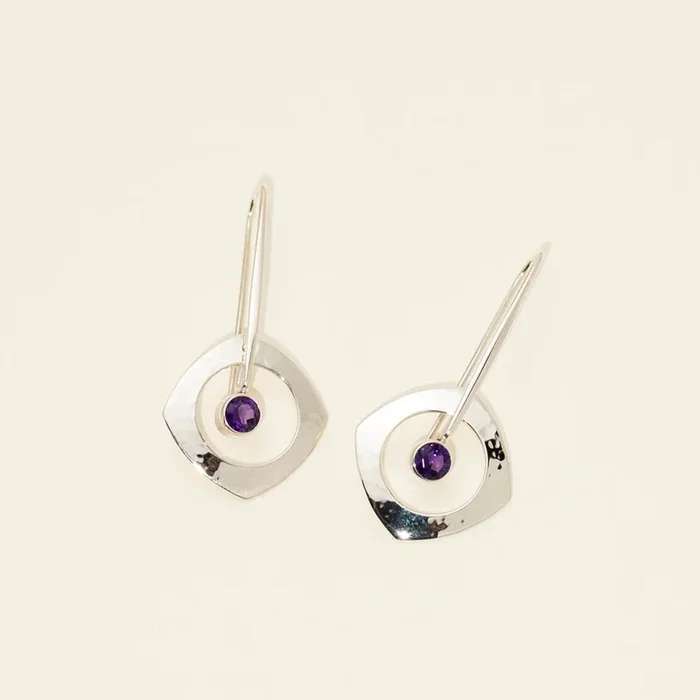 EL Designs Amethyst Diva Drop Earrings in Sterling Silver