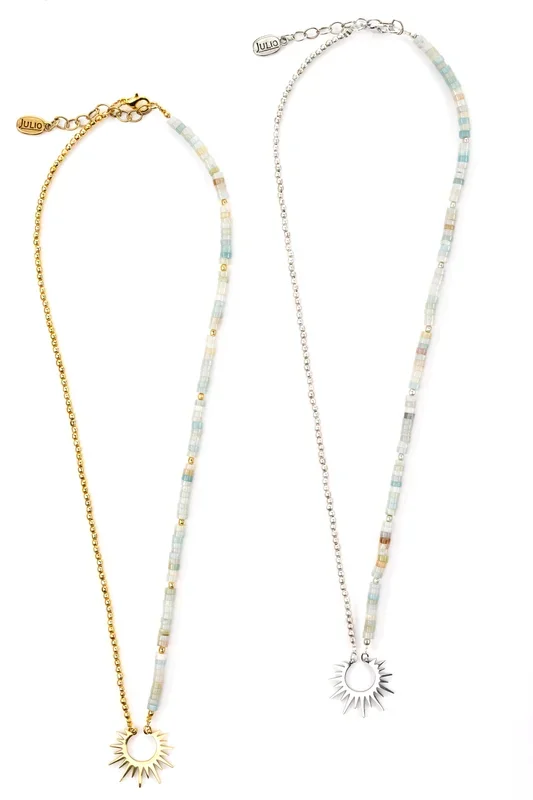 El Farol Gemstone Sun Pendant Necklace