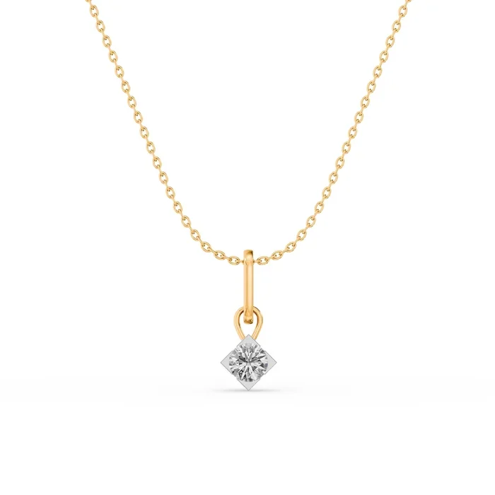 Elegant Solitaire 9KT Gold Lab Grown Diamond Necklace