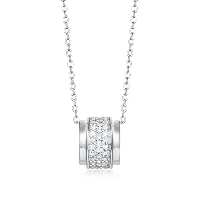 Elise Triple Row Circular Eternity Pendant Necklace