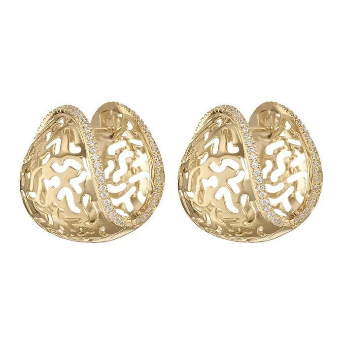 Elliptic Lace Statement Earrings in Solid Gold