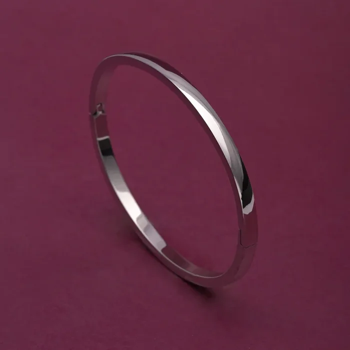 Elliptical Grace Silver Bangle Bracelet
