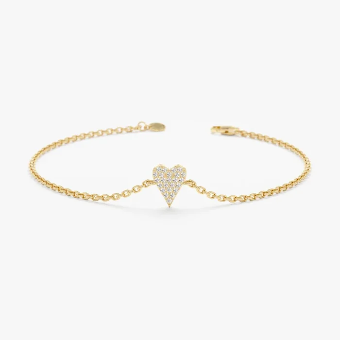 Elongated Diamond Heart Bracelet, Lily