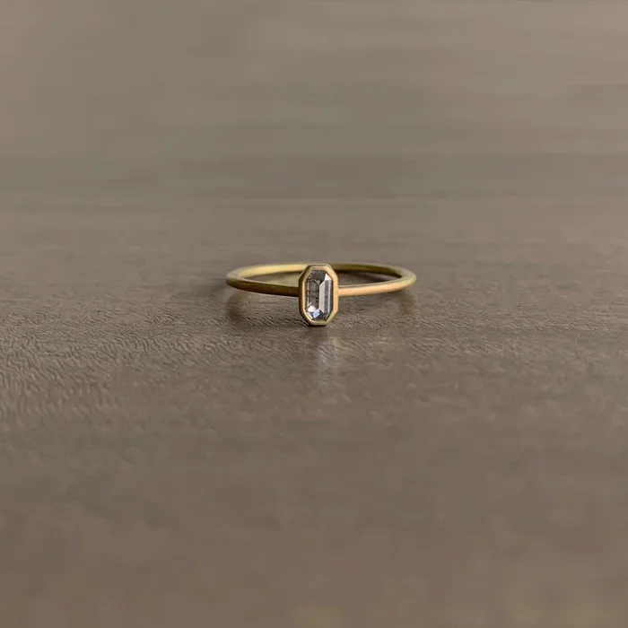 Elongated Octagon Diamond Stacker Ring