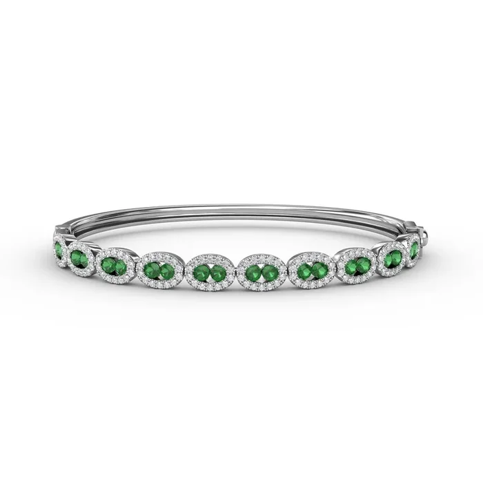 Emerald & Diamond Halo Bracelet
