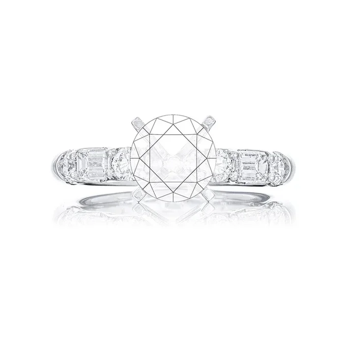 Emerald & Round Diamond Engagement Ring