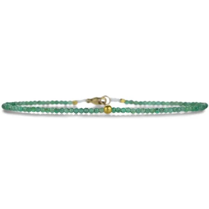 Emerald Bracelet with Gold Bead