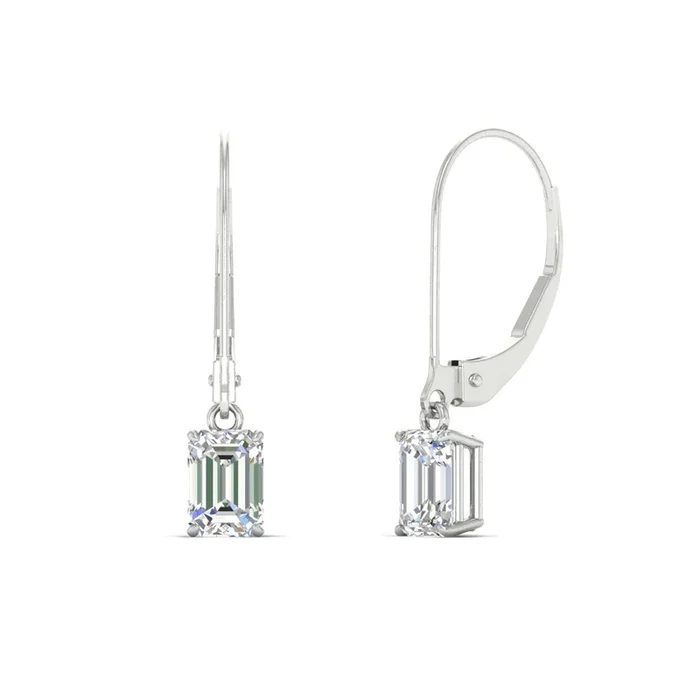 Emerald Cut 1 Ct Drop Earrings