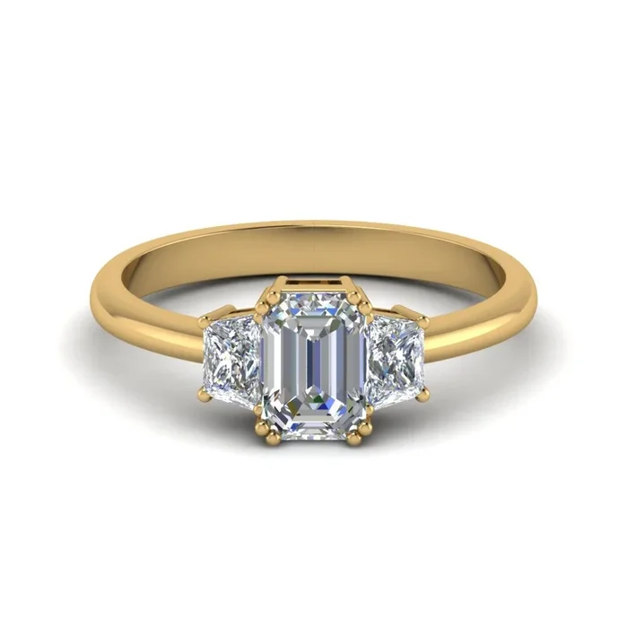 Emerald Cut 3 Stone Trapezoid Engagement Ring