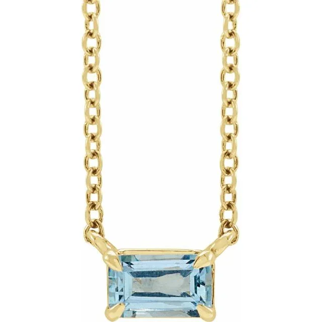 Emerald-cut Aquamarine Necklace