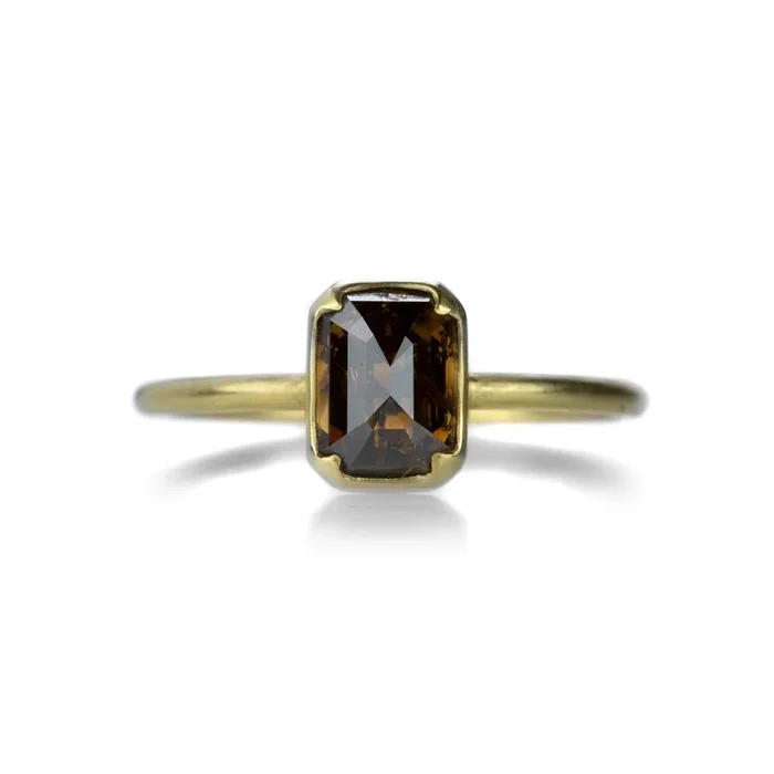 Emerald Cut Brown Diamond Ring